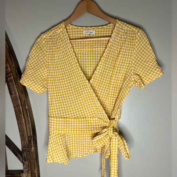 Max Studio Yellow Tie Blouse - Picture 1 of 3